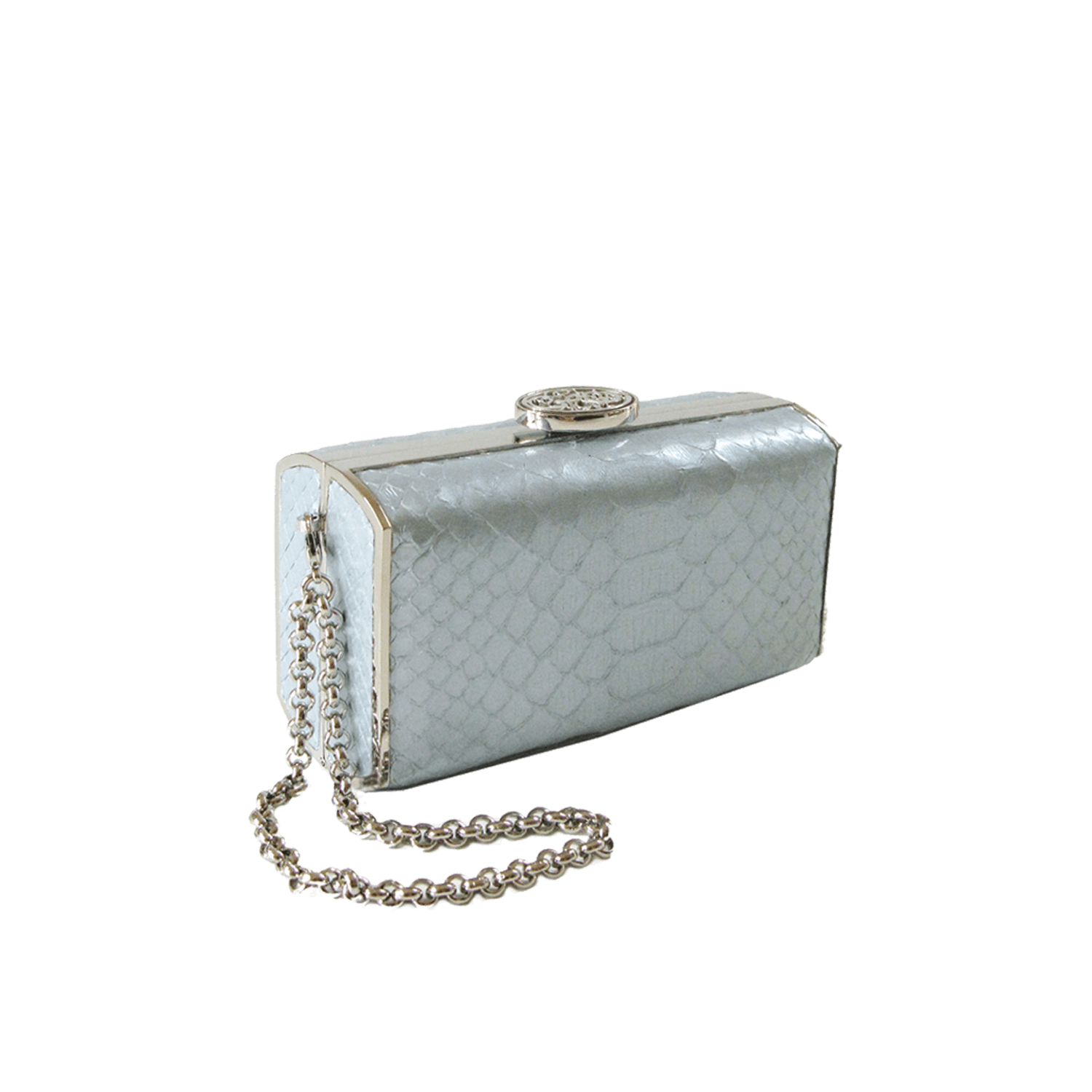 FL by NADA SAWAYA Minaudiere Light Blue / Palladium / Matt finish Andrea - Mini Python Minaudiere