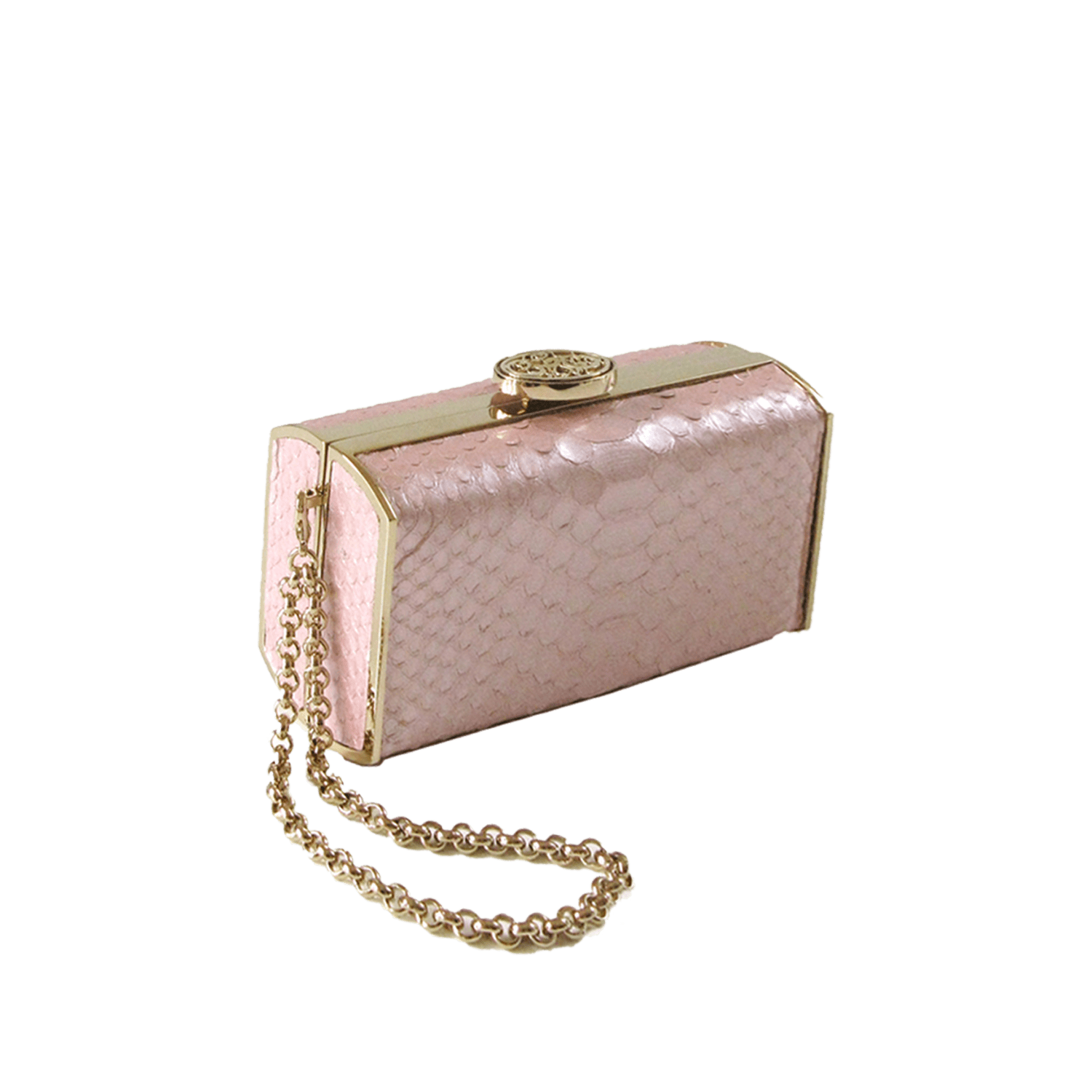 FL by NADA SAWAYA Minaudiere Light Pink / Light gold / Matt finish Andrea - Mini Python Minaudiere