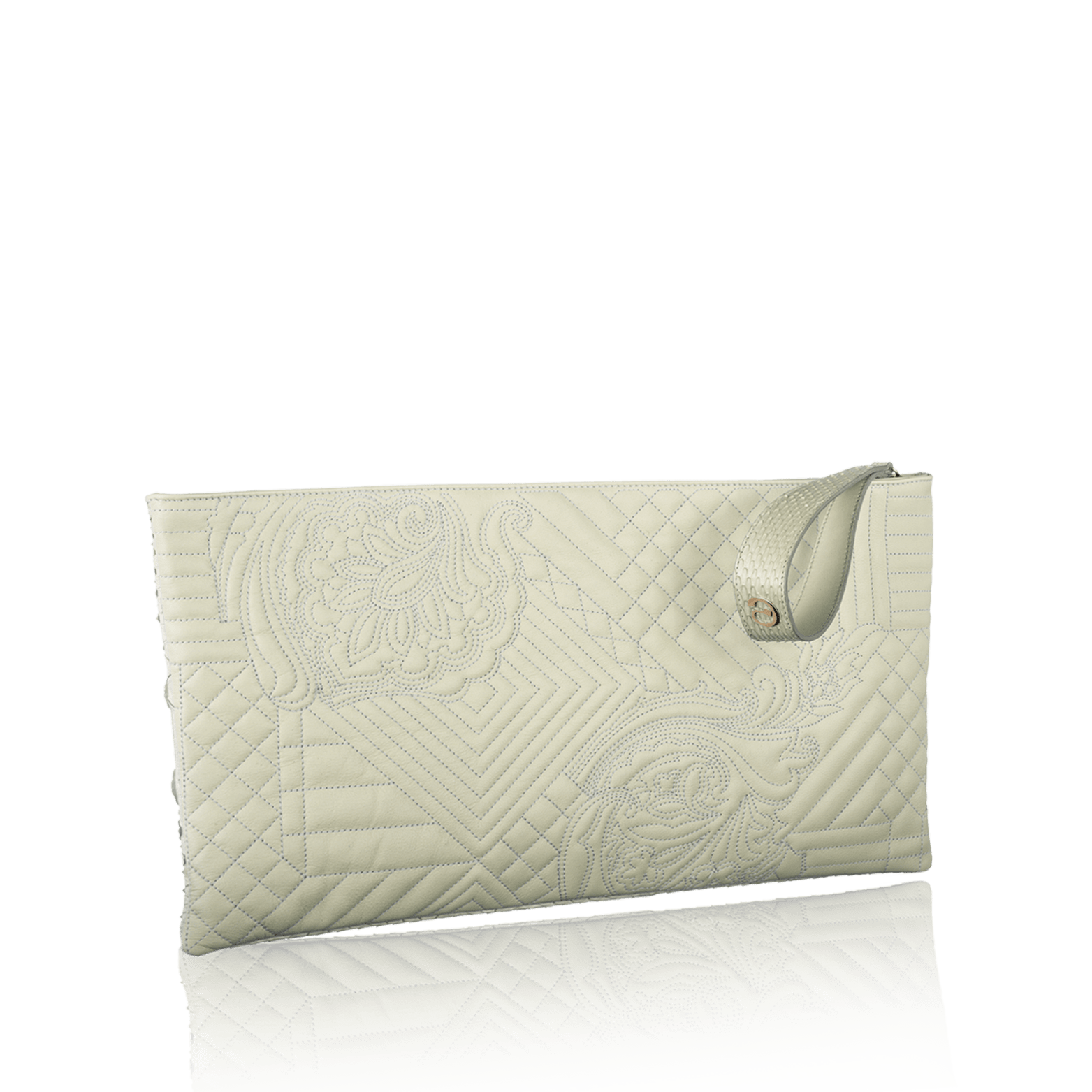 FL by NADA SAWAYA Pochette Off white Gigi - Embroidered Goatskin Pochette