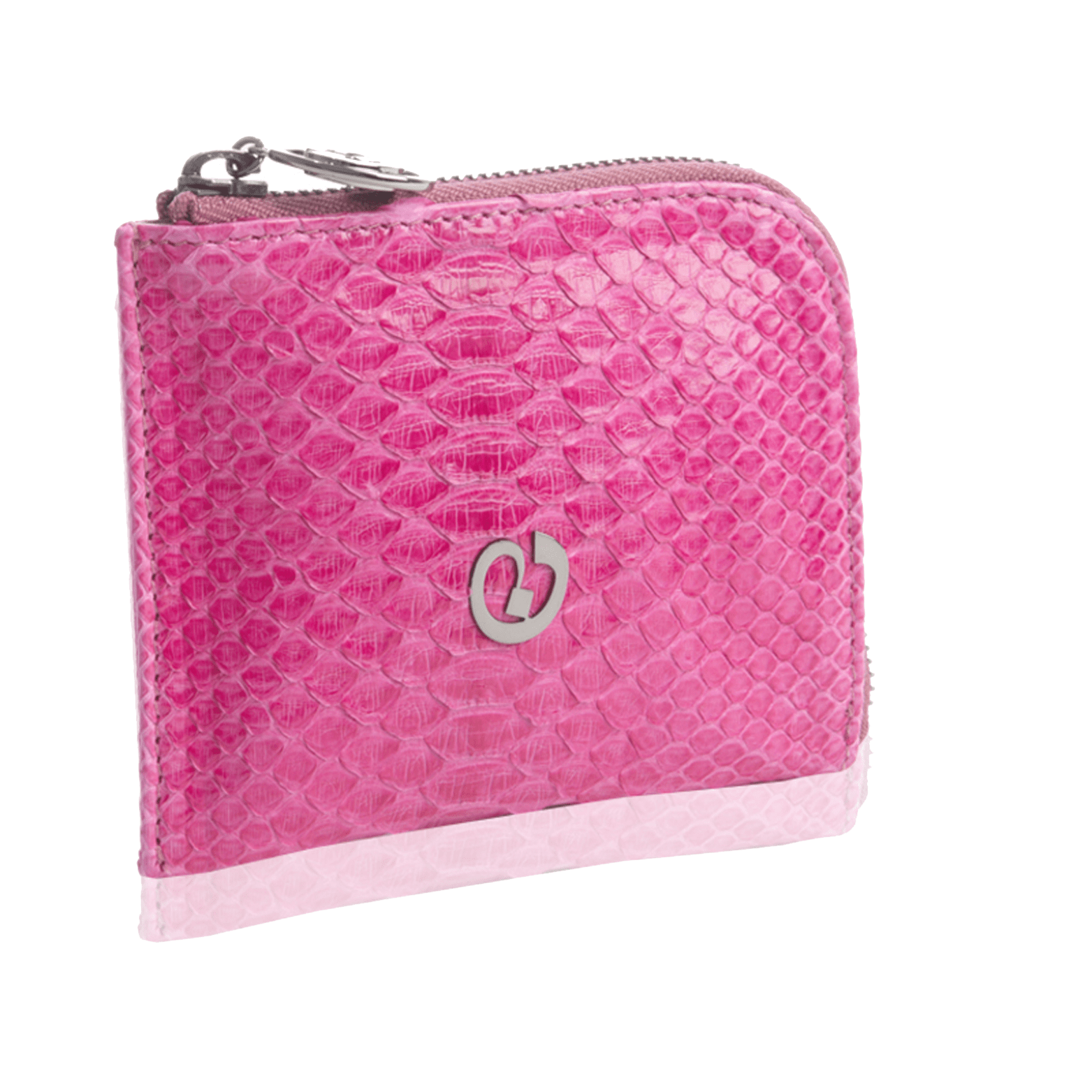 FL by NADA SAWAYA Wallet Fuschia Small Square Zip-Around Python Wallet